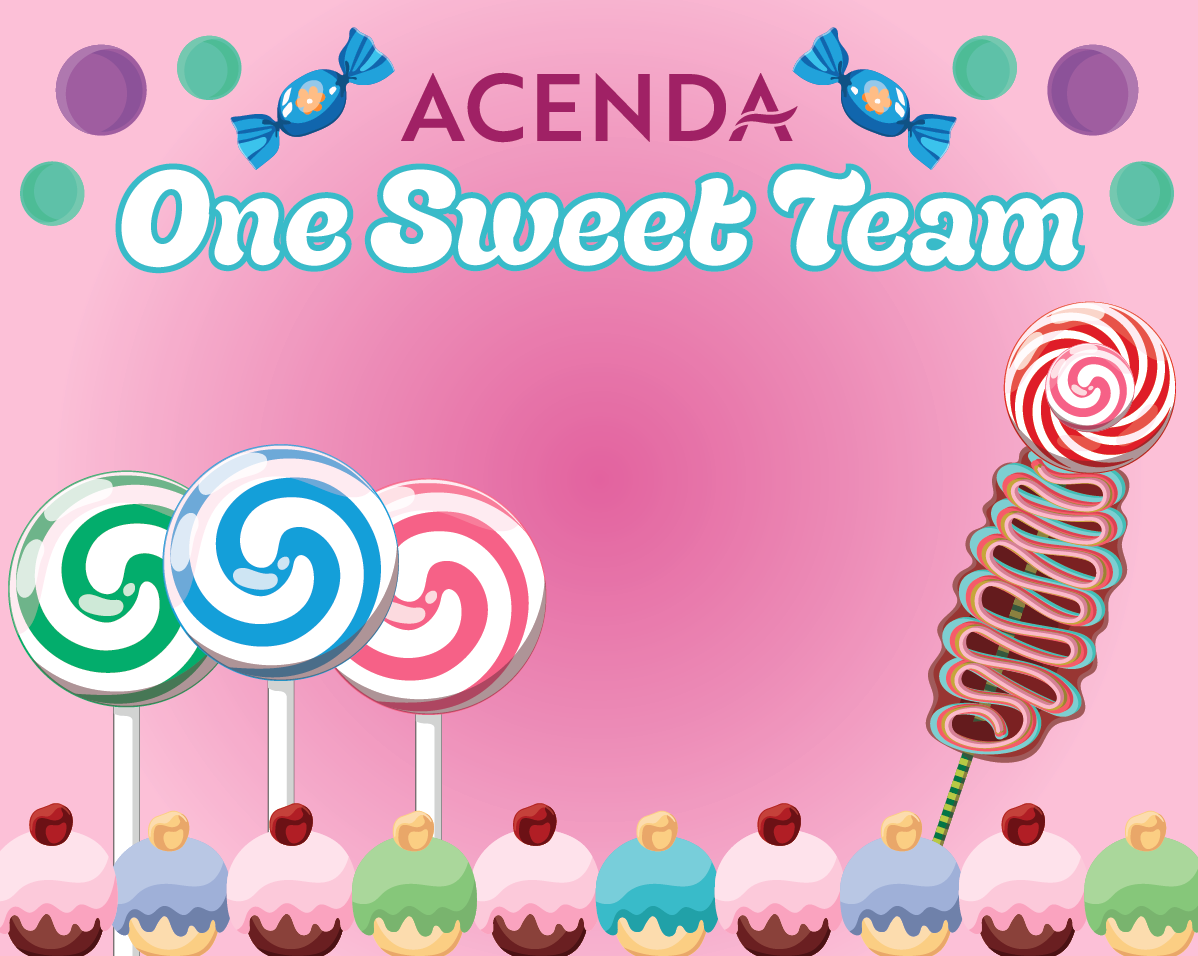 2026 Staff Bash candy background graphic with lollipops and chocolates