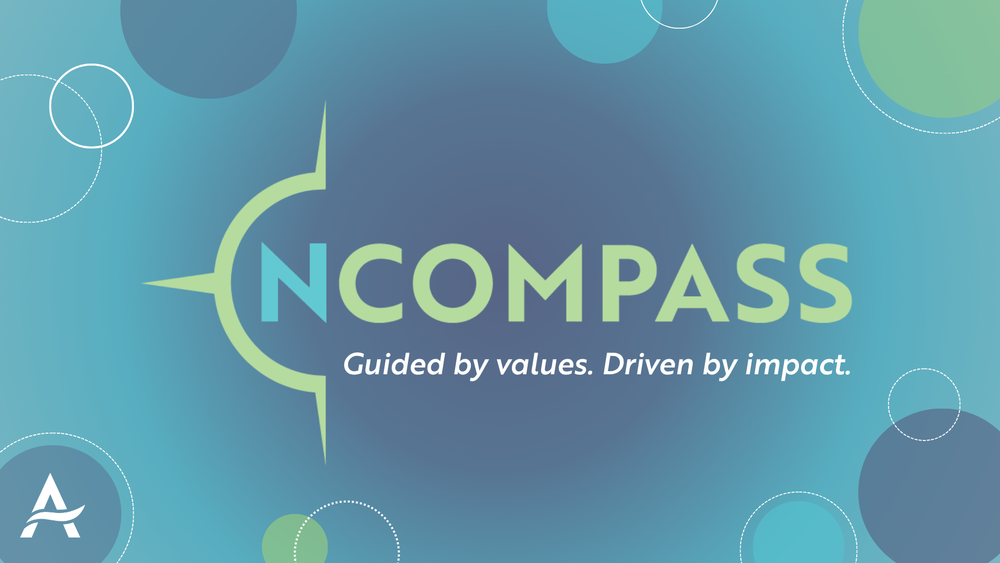 Acenda's nCompass staff event logo and 2025 graphic