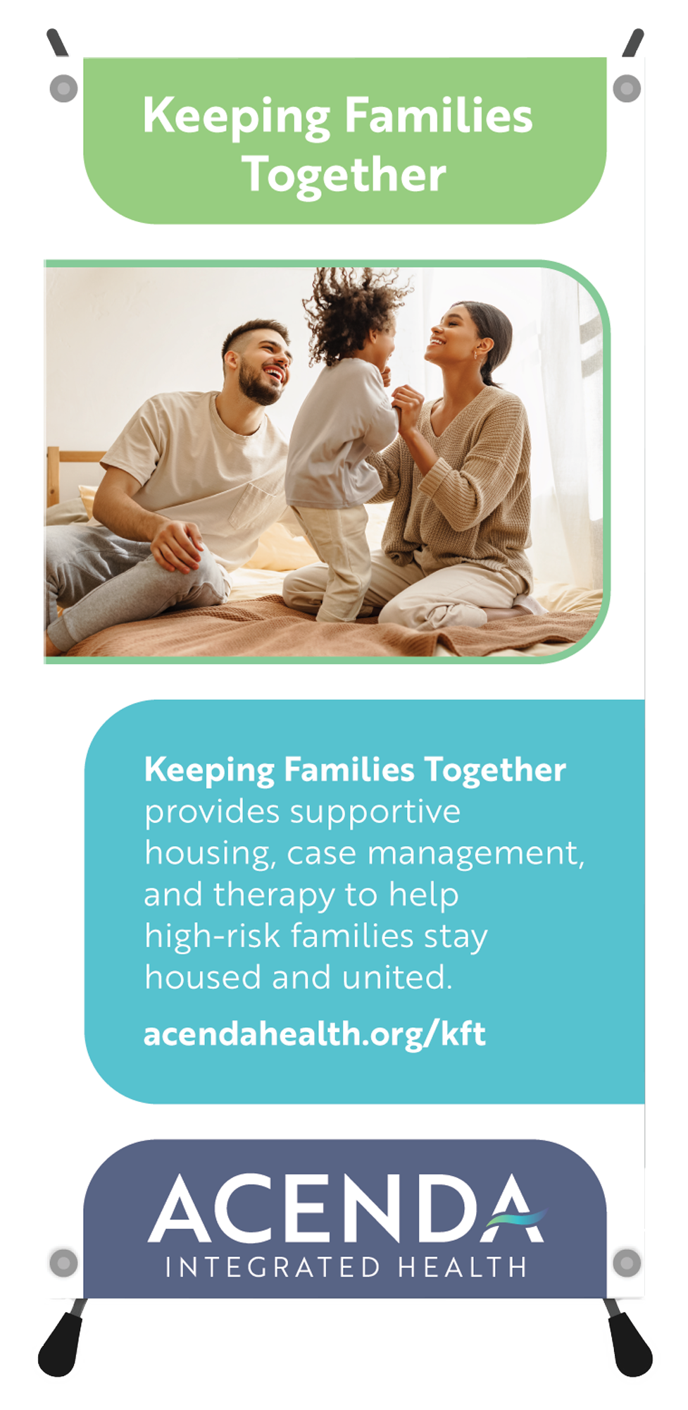 mock standing banner for Acenda's Keeping Families Together program