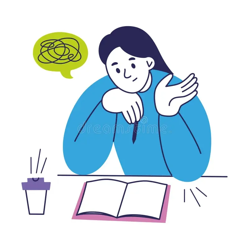cartoon-vector-illustration-confused-girl-open-notebook-tangled-thought-bubble-exam-anxiety-creative-block-student-stress-393045072.webp
