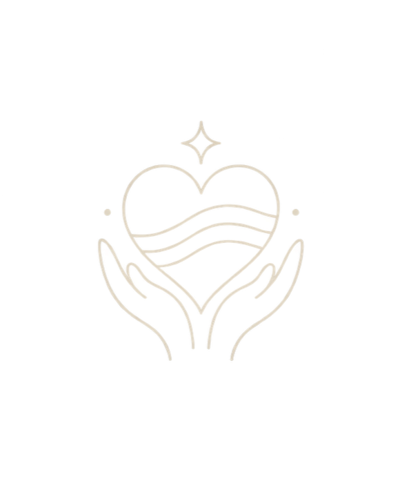Heart held by two hands with spark and musical note above.