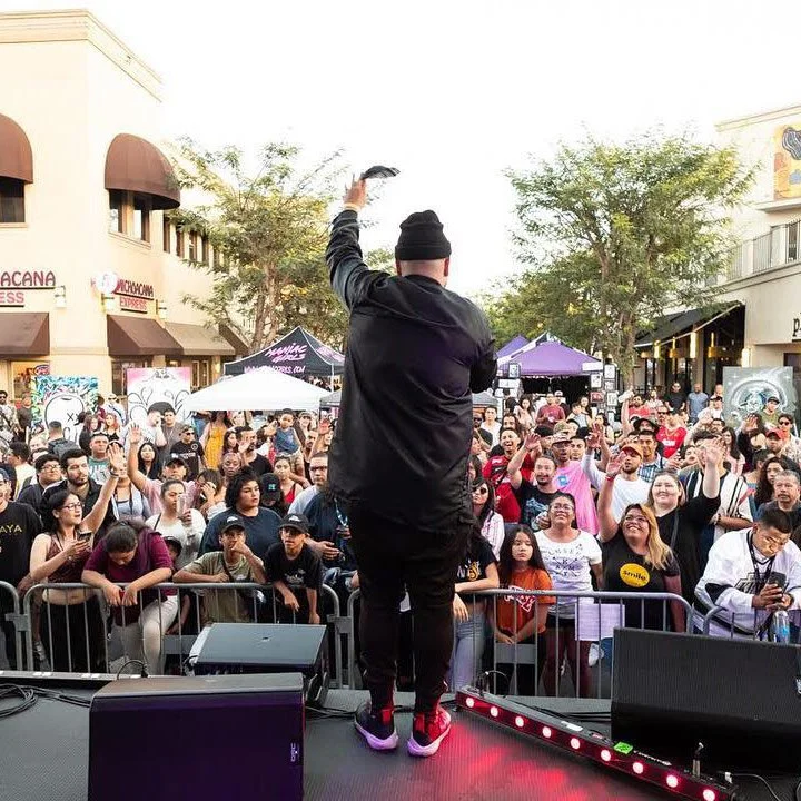 east end block party, crowd and stage