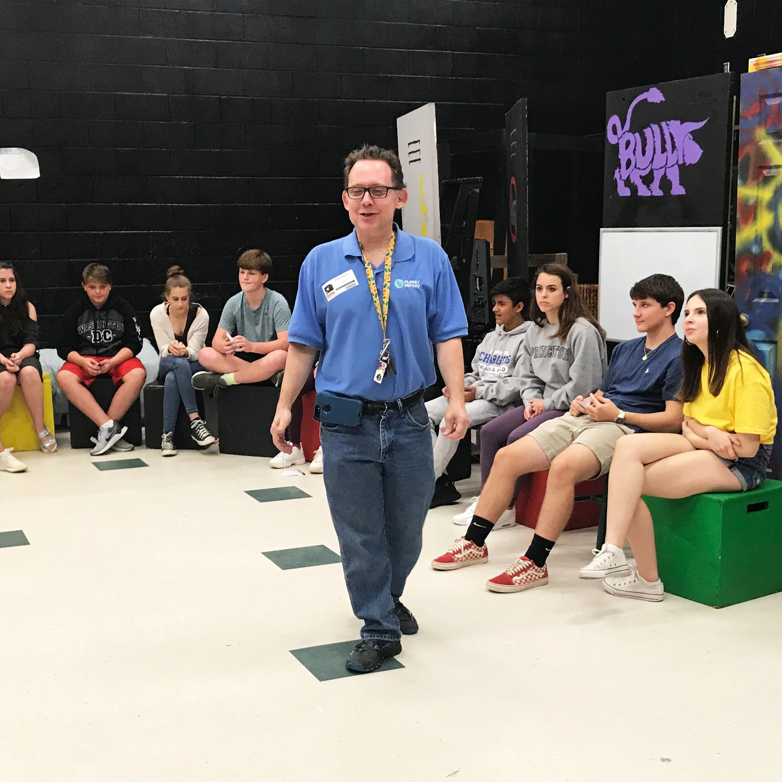 Scott Pacitti, Founder and Executive Director of Planet Improv teaching a class