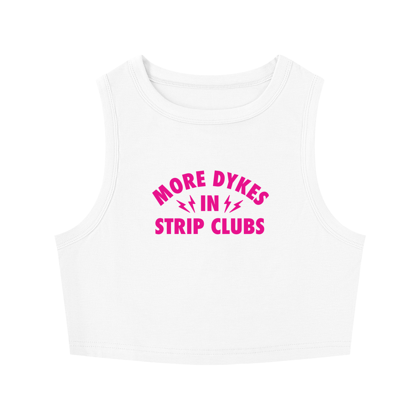 Tight Crewneck Crop Tank Top w/ Pink Text