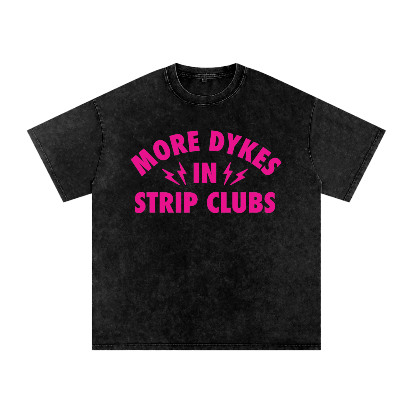 Black Oversized Cotton T-Shirt w/ Pink Text