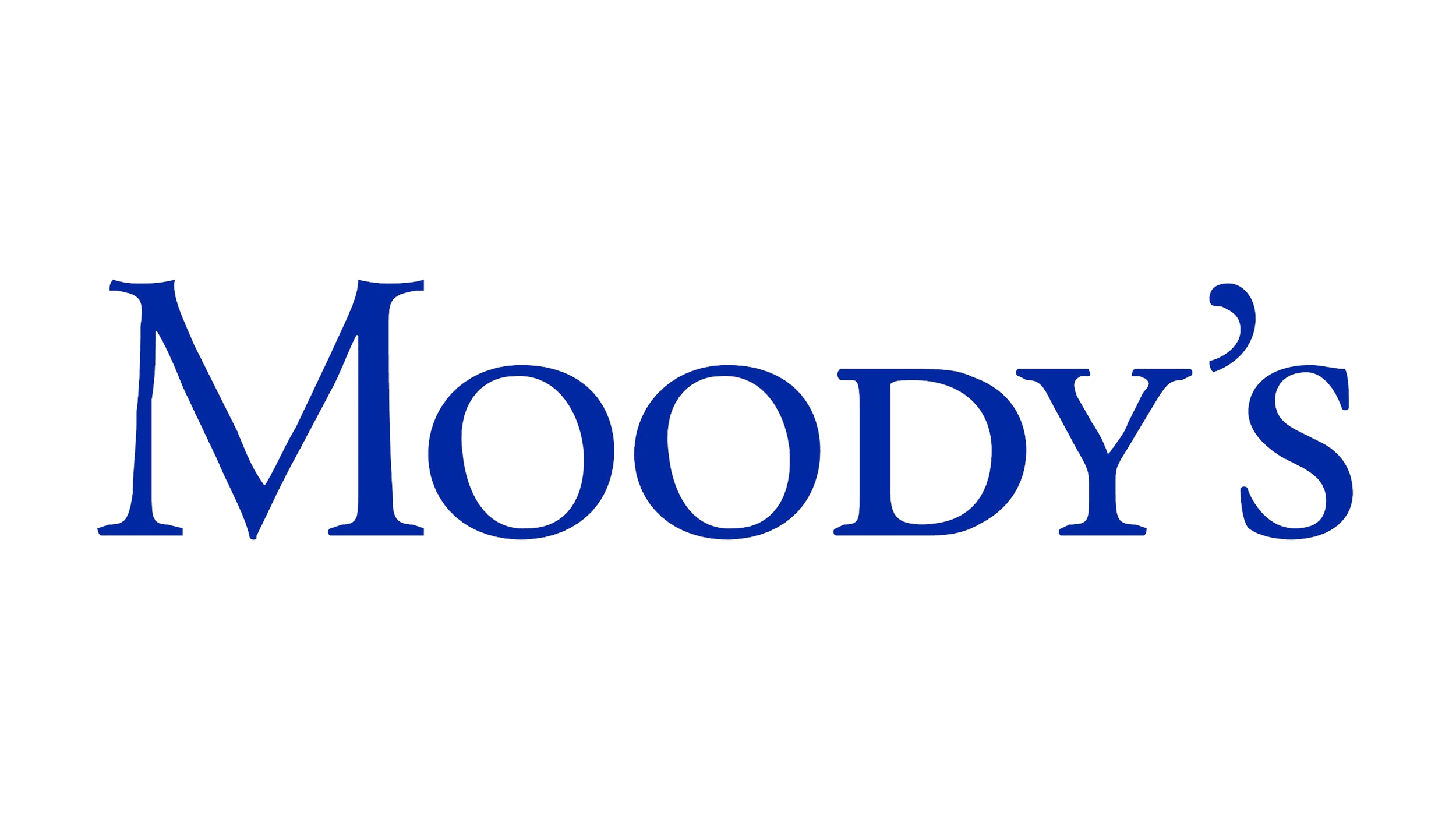 Moody's logo in blue text on a black background.