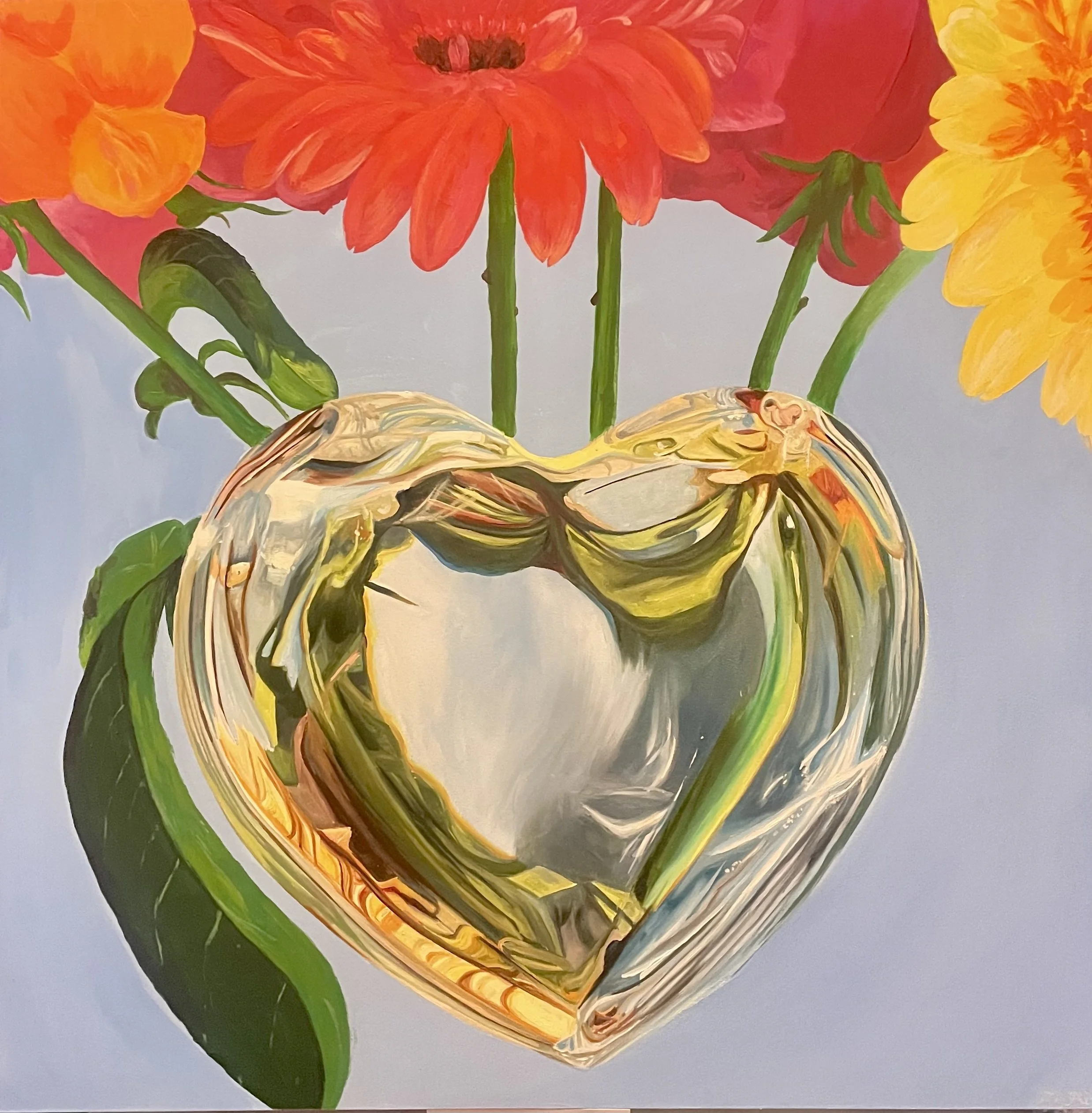 Don't Break my broken heart 
30x30
Oil and Acrylic on cradled Gesso Board 
🔴 2023 
Painting was a collaborative pieces with one of the members of the Brookwood Community