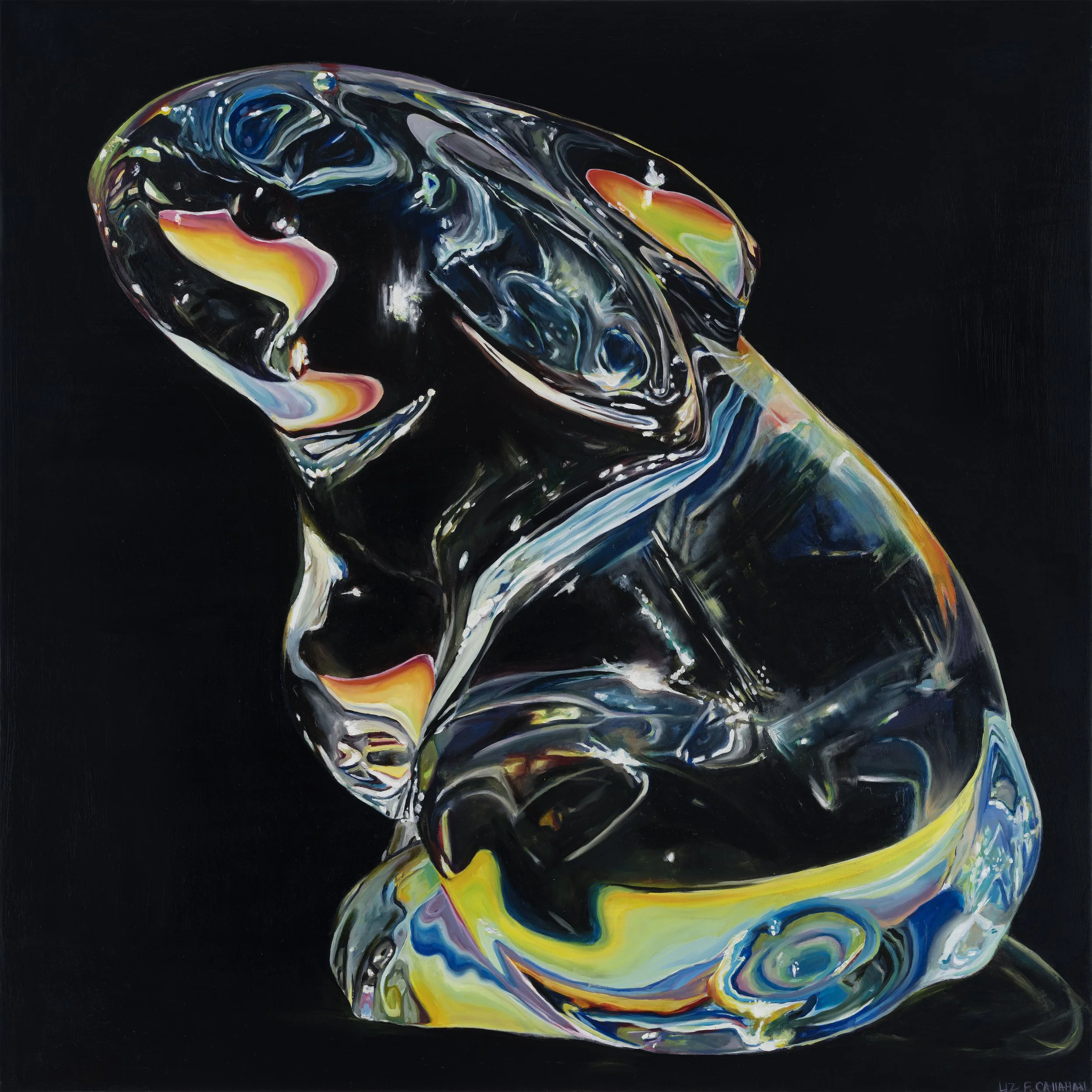 Rainbow Black Baccarat Bunny 
30x30
Oil on cradled wood
2021 🔴