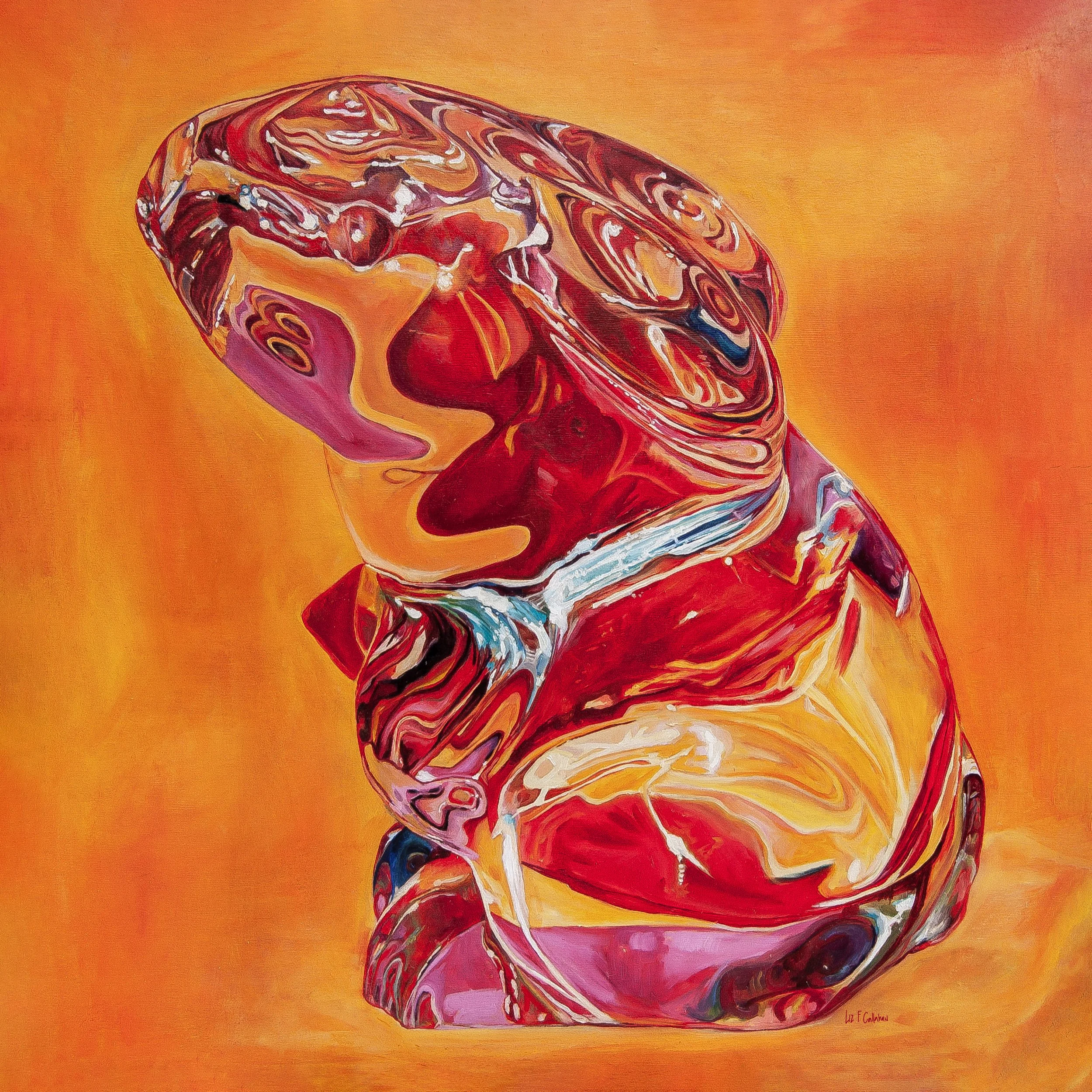 Orange Baccarat Bunny 
30x30
Oil on cradled wood
2021 