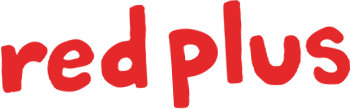 Red Plus logo in red text on a black background.