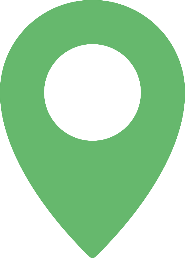 Green map pin icon on a black background