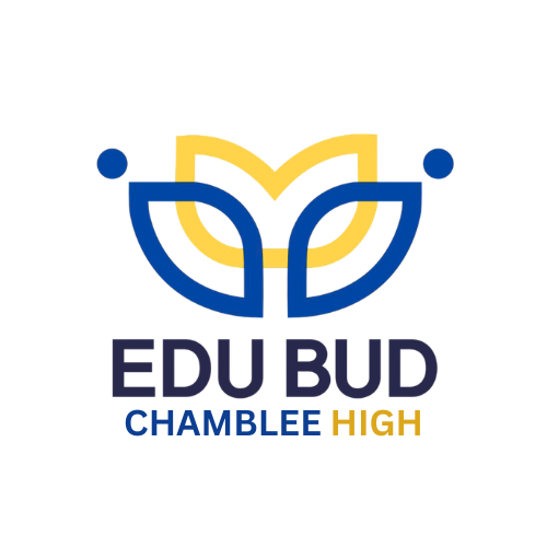 Logo with stylized blue and yellow leaves above the text 'EDU BUD
