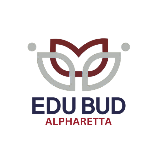 Logo with a stylized flower design and the text "EDU BUD ALPHARETTA" beneath it.