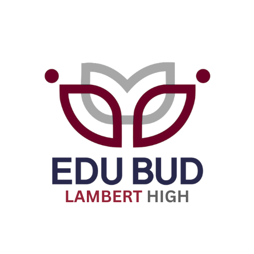 Logo featuring a stylized plant or leaf design above the text 'EDU BUD' with 'LAMBERT HIGH' written below.