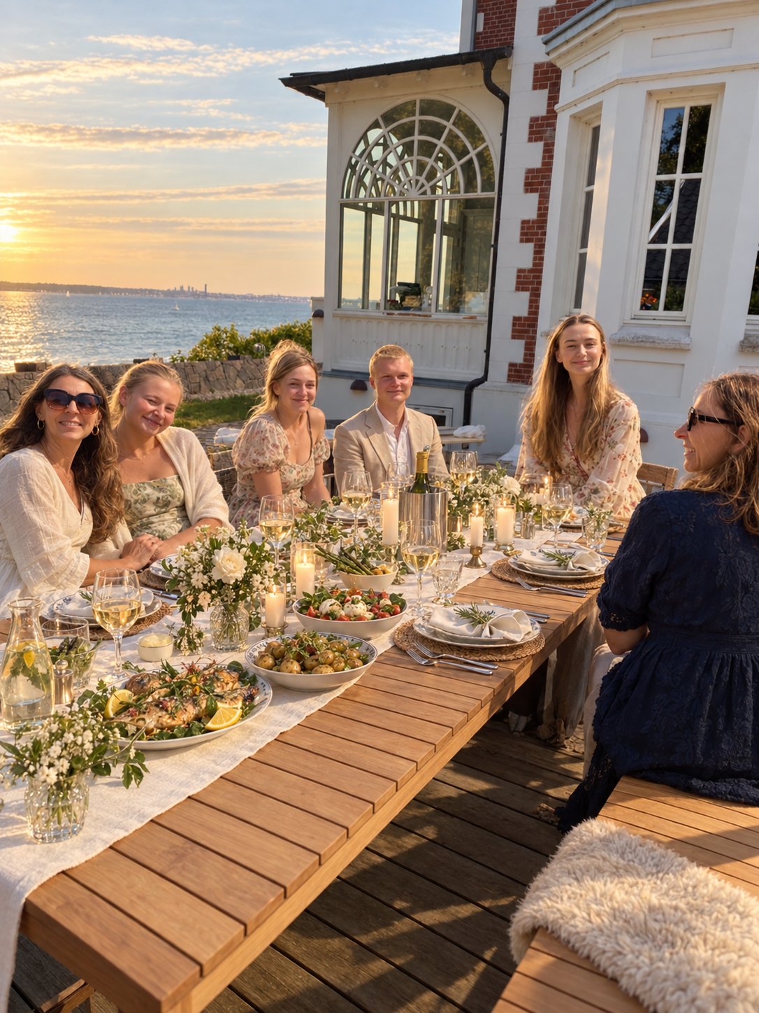 Fælles middag udendørs ved Hattemagerens Slot.