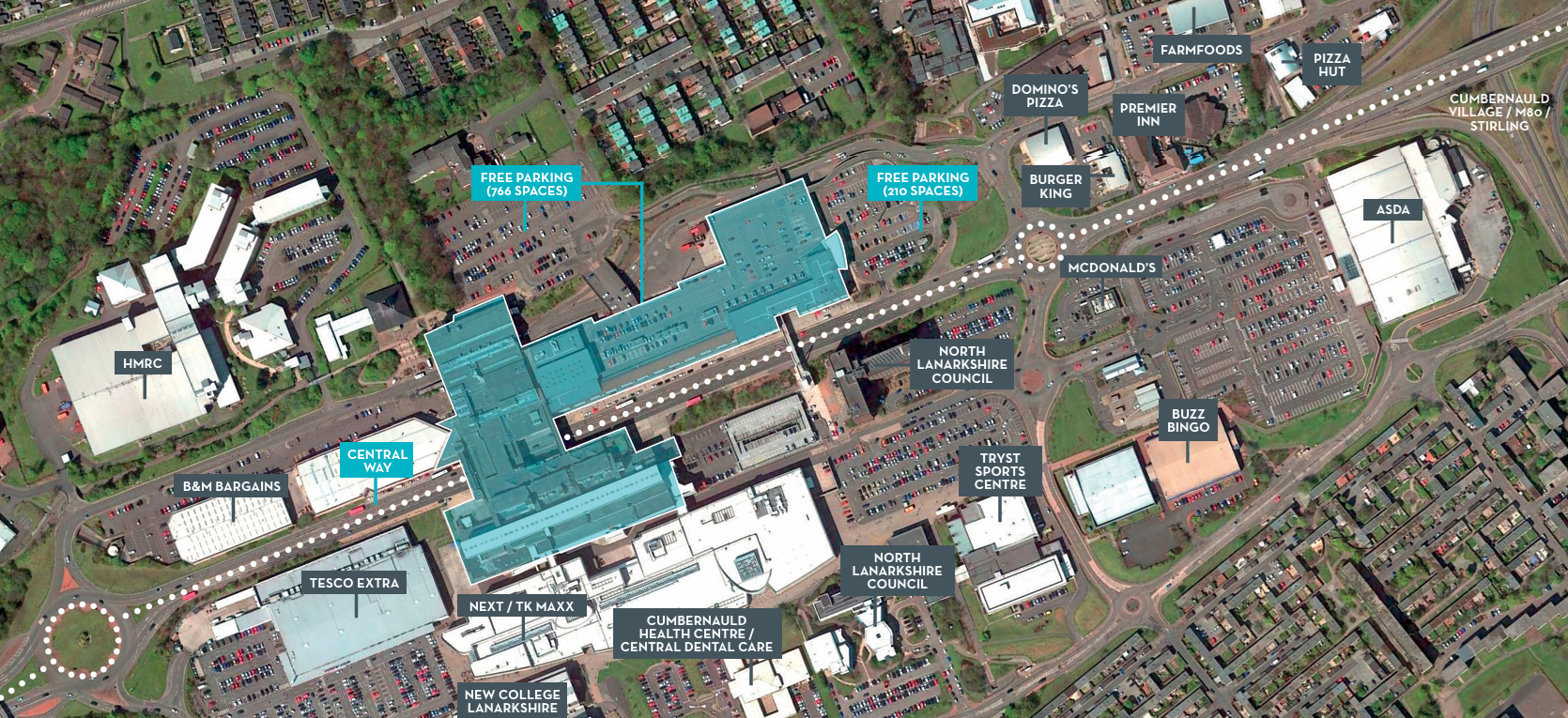 Map of the Town Centre area in 2018. Taken from The Centre Cumbernauld website (accessed through web.archive.org)
