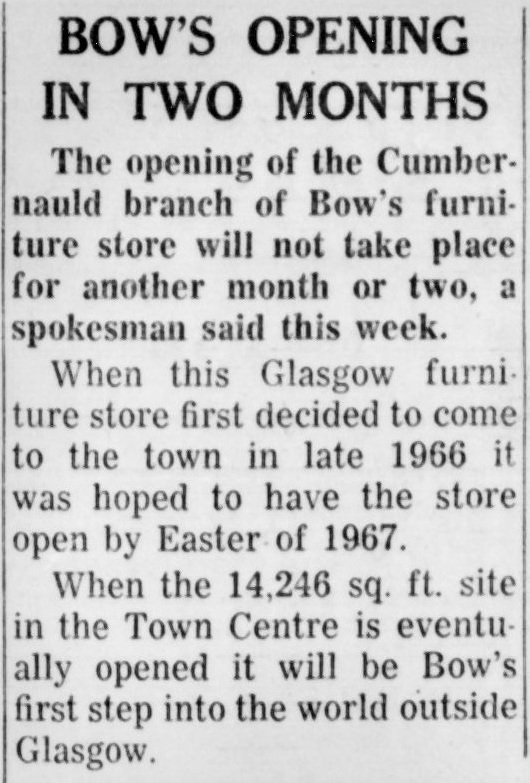 Bows opening plans Jan 1968