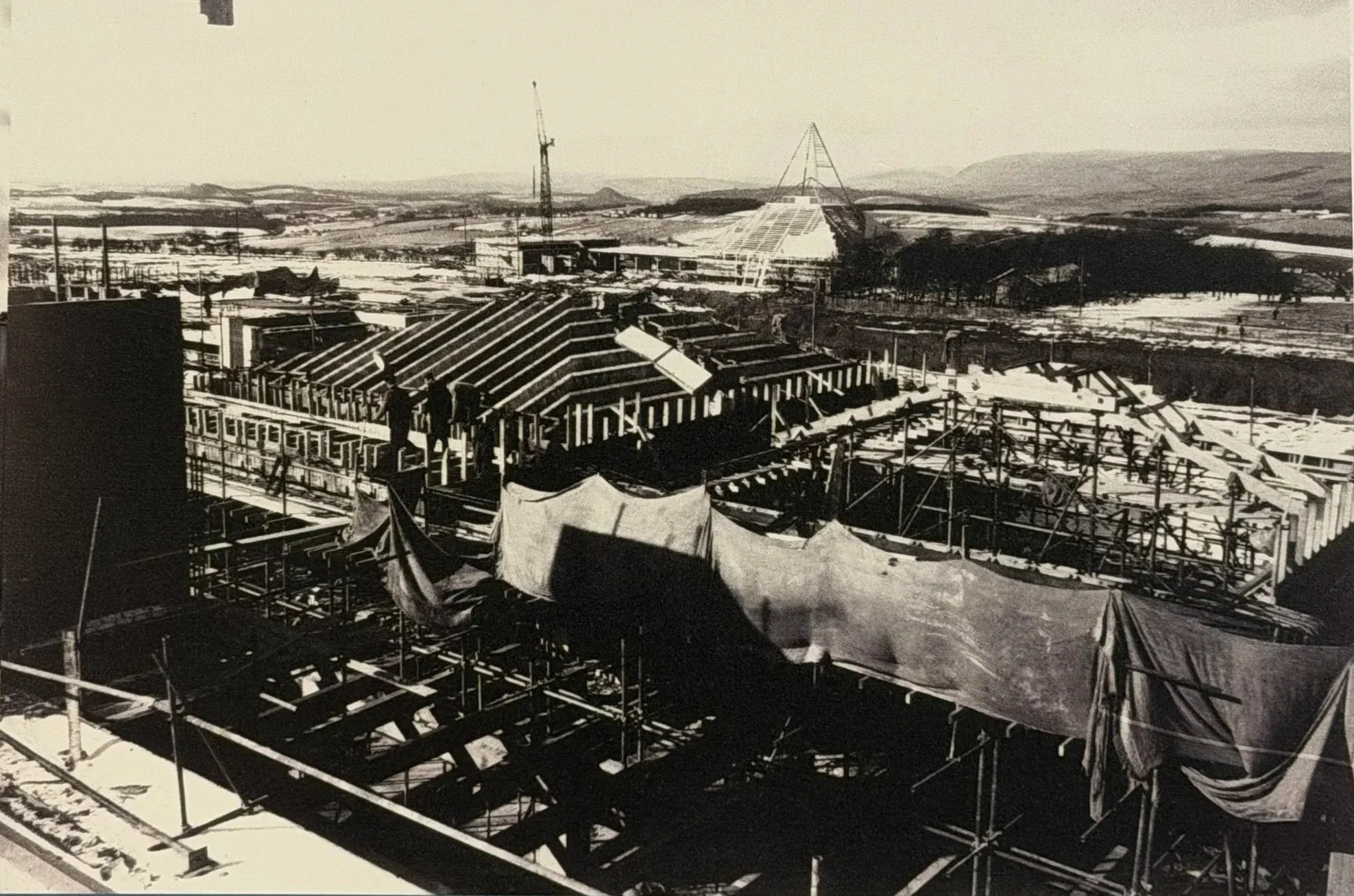 Town Centre under construction. Photo on display in Cumbernauld Museum.