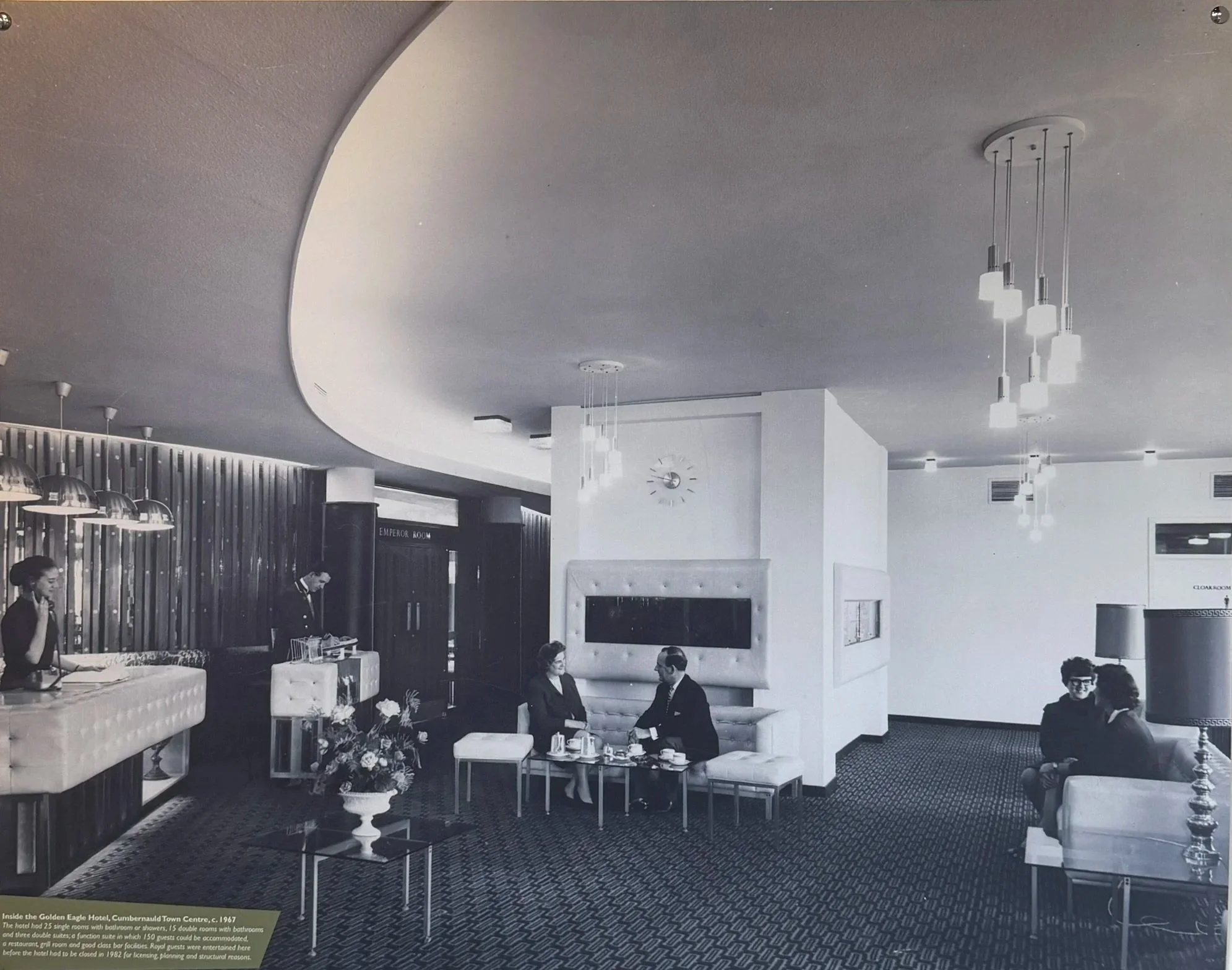 Inside the Golden Eagle Hotel circa 1967. Photo on display in Cumbernauld Museum.