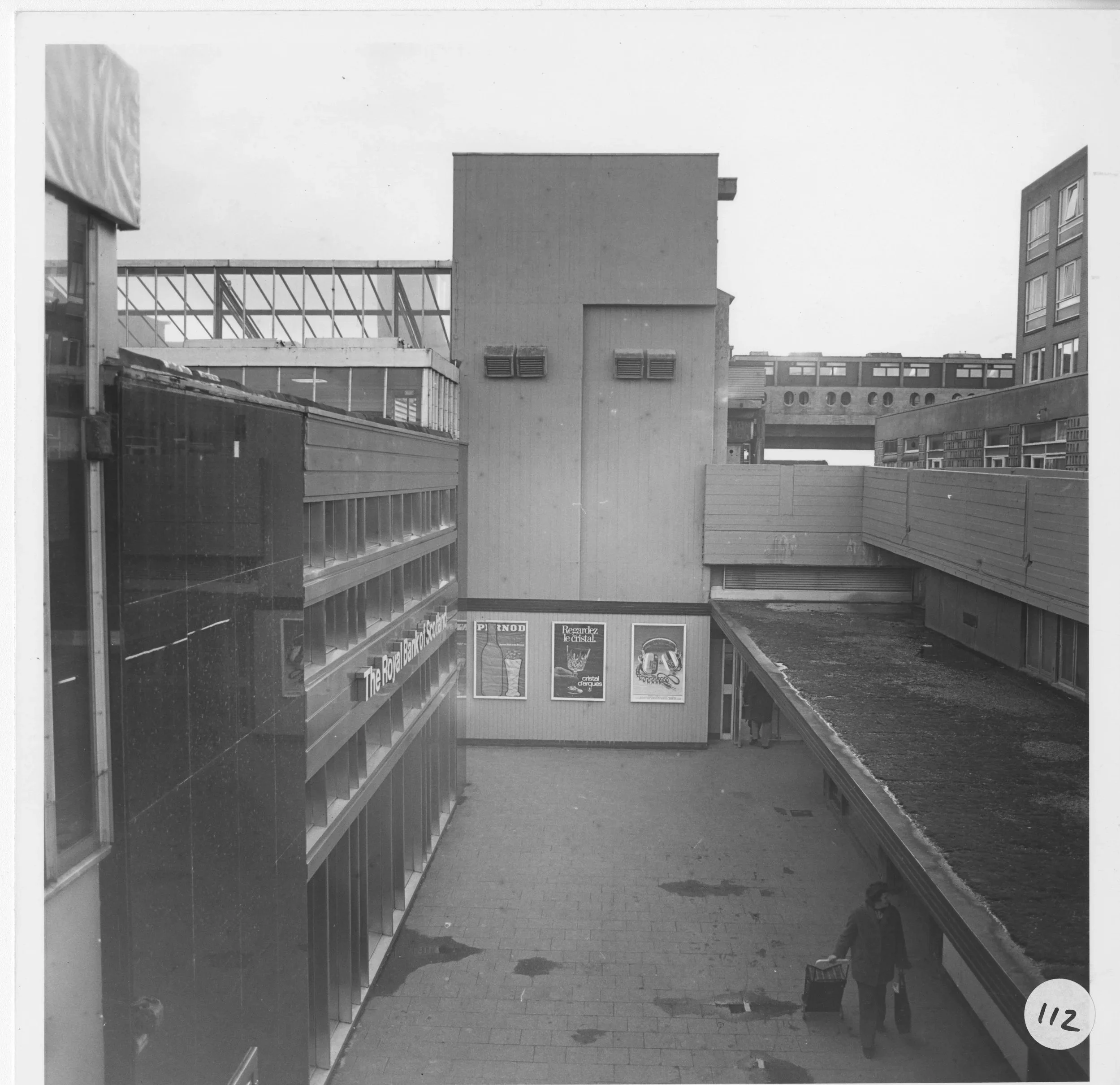 Royal Bank of Scotland - this area was later roofed over but was initially open to the elements. Photo taken from CDC Collection, held in NLC Archives.