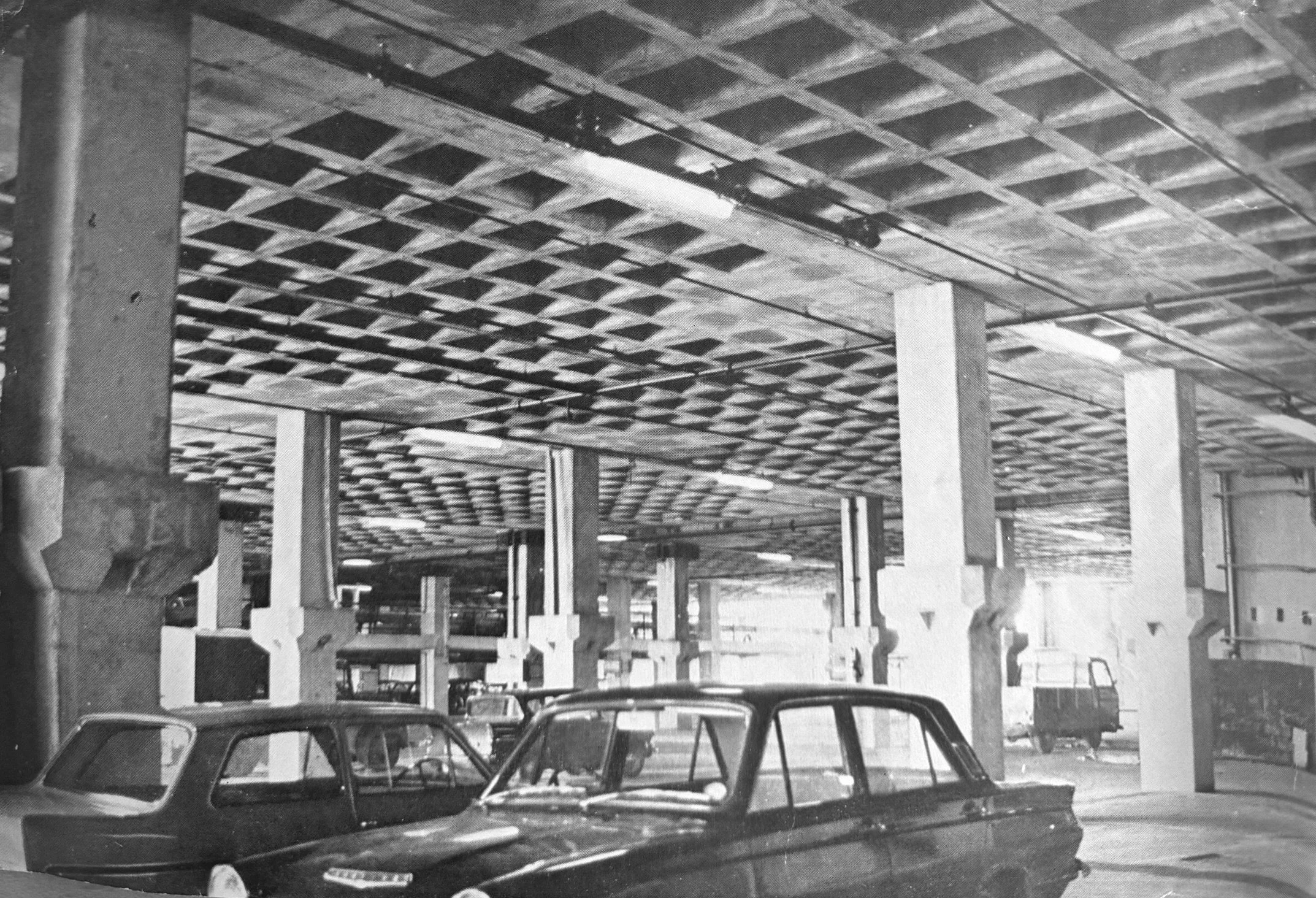 The "underground" car parking level. Photo taken from CDC Collection, held in NLC Archives.