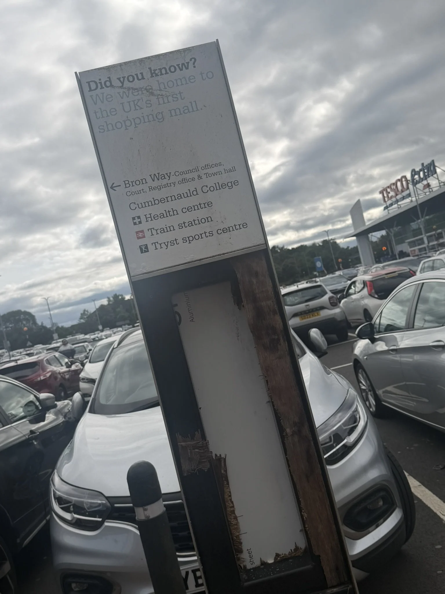 Sign in Tesco car park