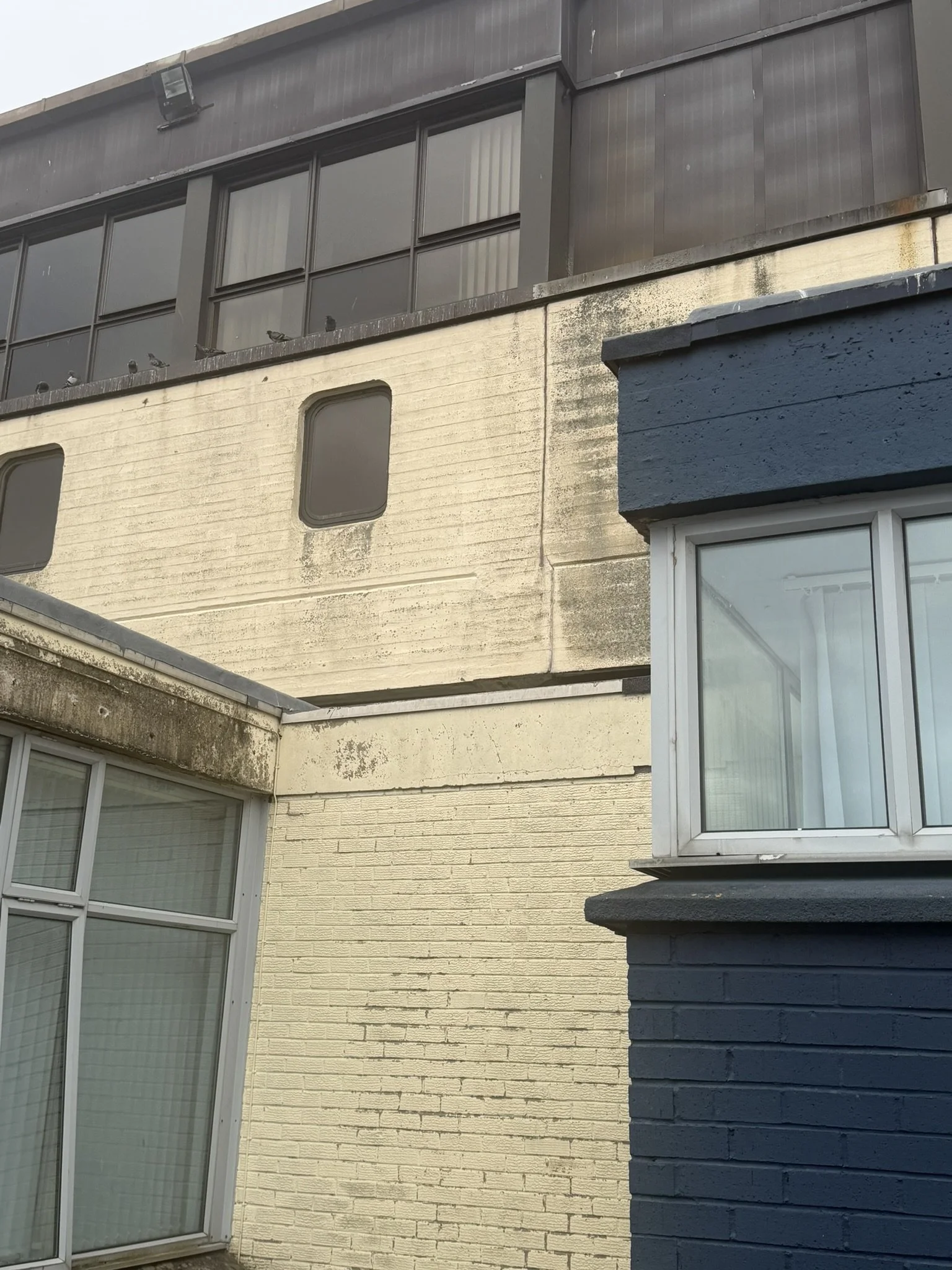 Phase 1 building, with penthouse windows visible