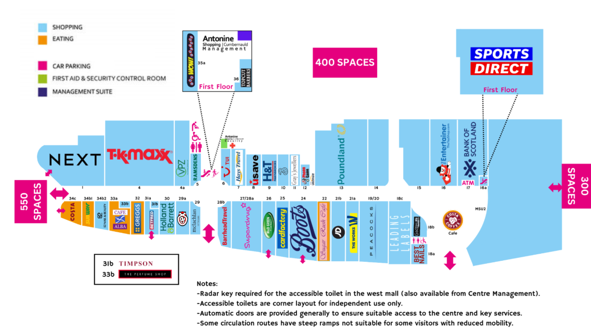 Plan of the Antonine Centre in 2026. Taken from Antonine Centre website
