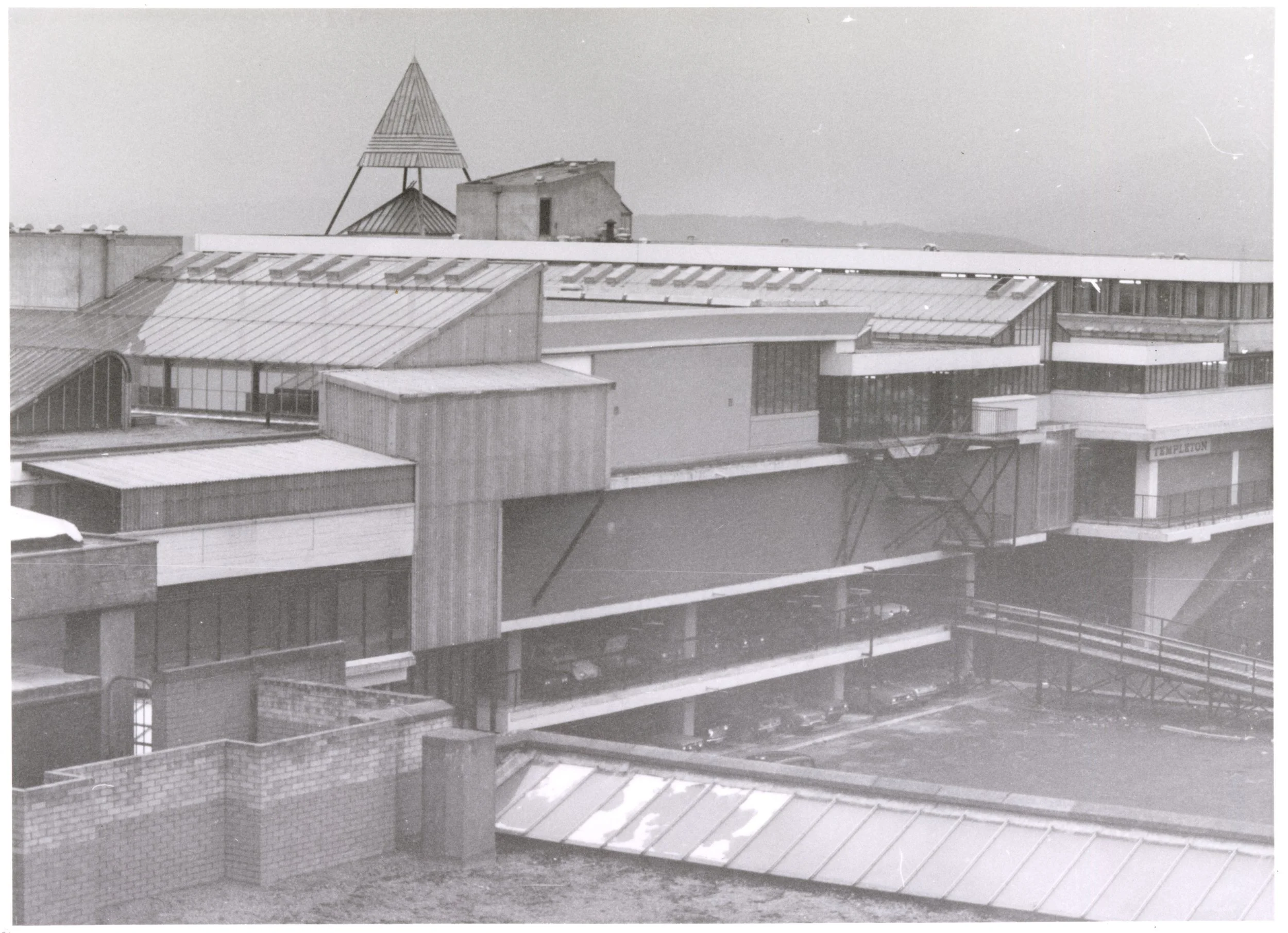 The Town Centre building, with St. Mungo's Church in the distance. Photo taken from CDC Collection, held in NLC Archives.