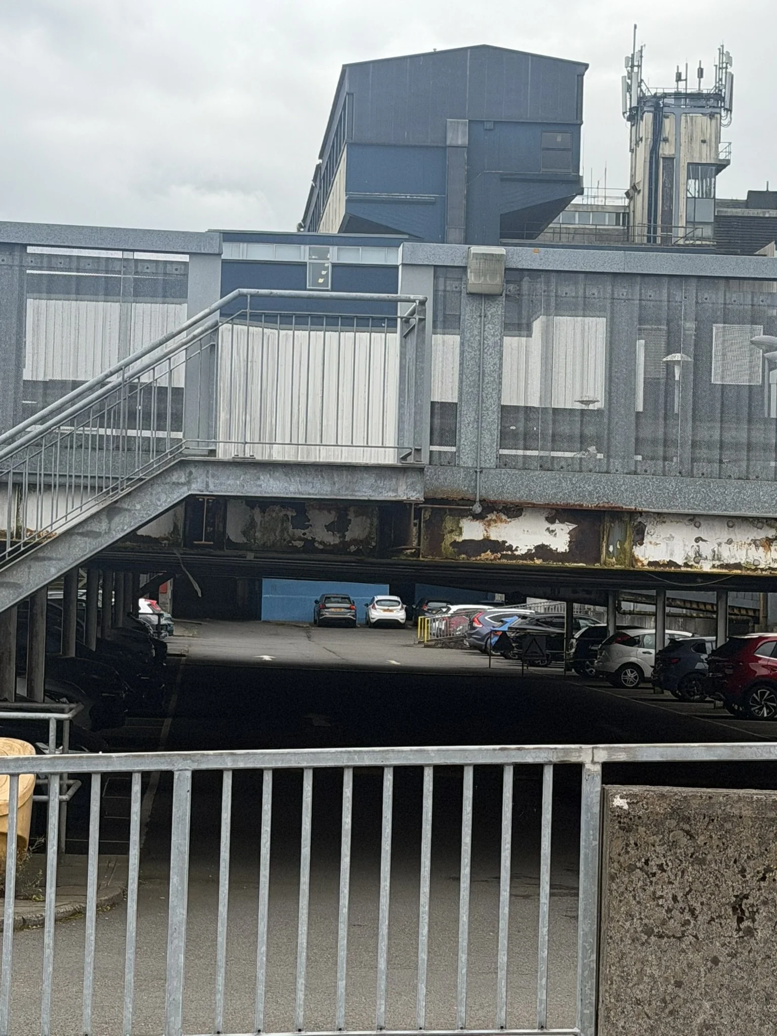 Looking towards main Town Centre building through the multi-level car park