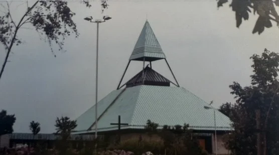 St. Mungo's Church before the fire. Photo taken from the Cumbernauld Development Corporation collection, held by North Lanarkshire Council's Archives.