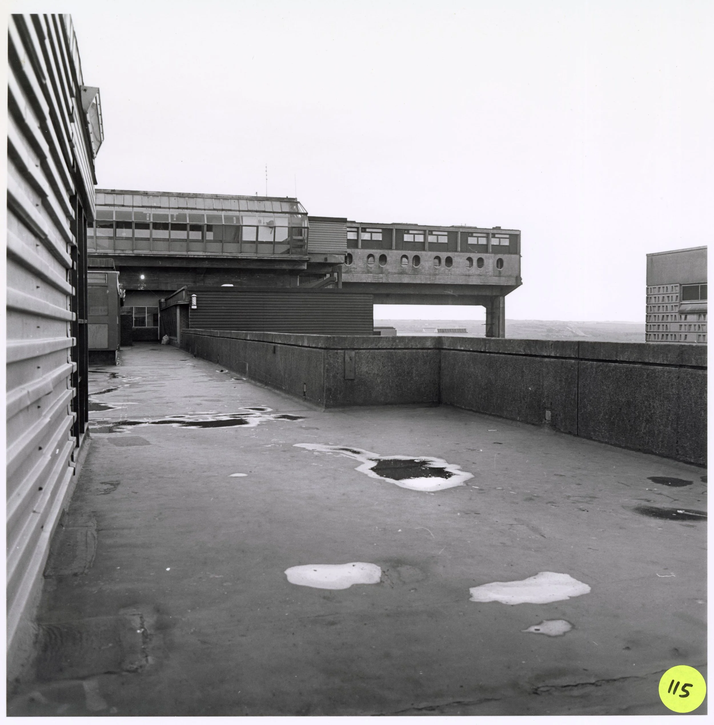 Main Town Centre building as seen from a roof area. Photo taken from CDC Collection, held in NLC Archives.