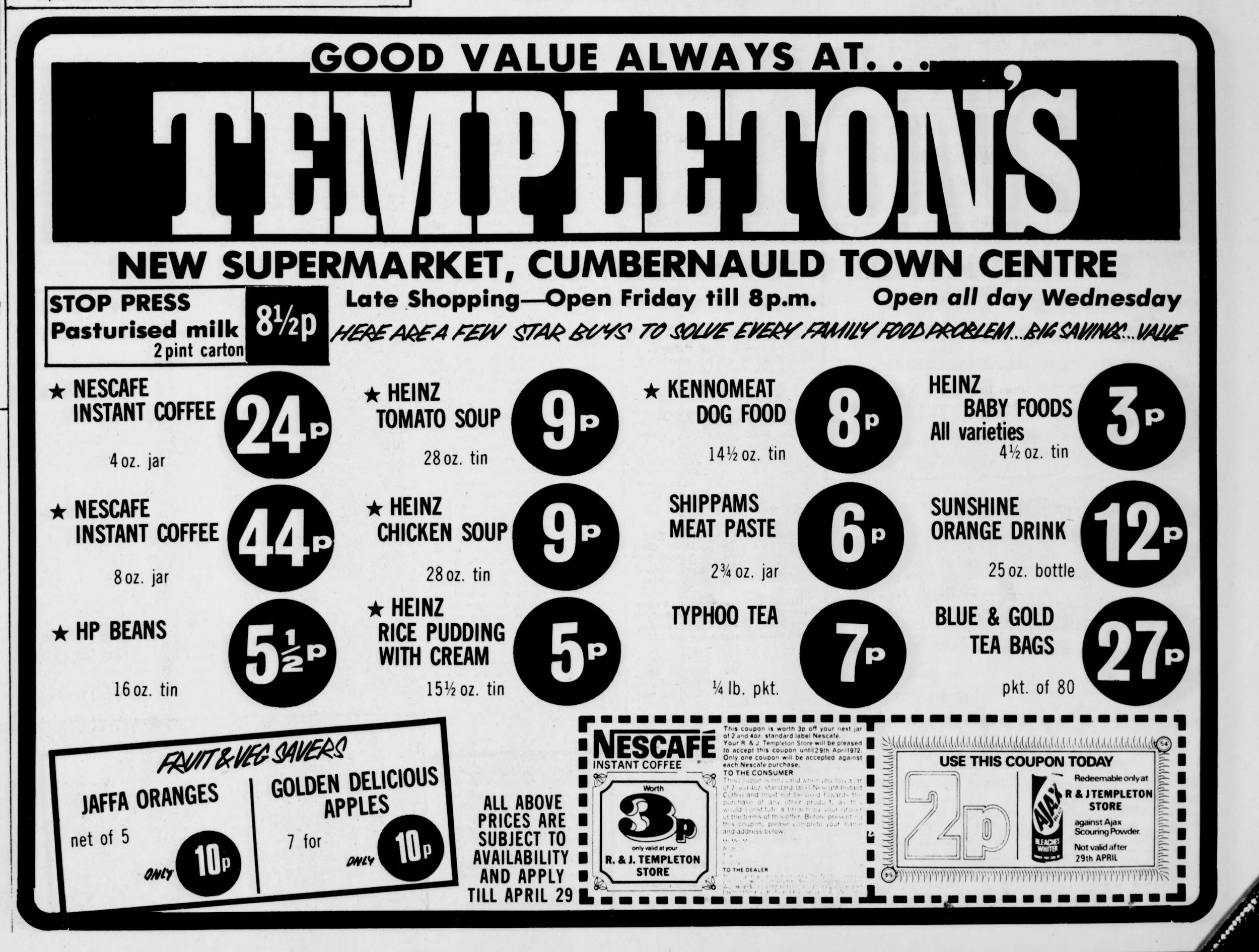 Templetons Supermarket Apr 1972