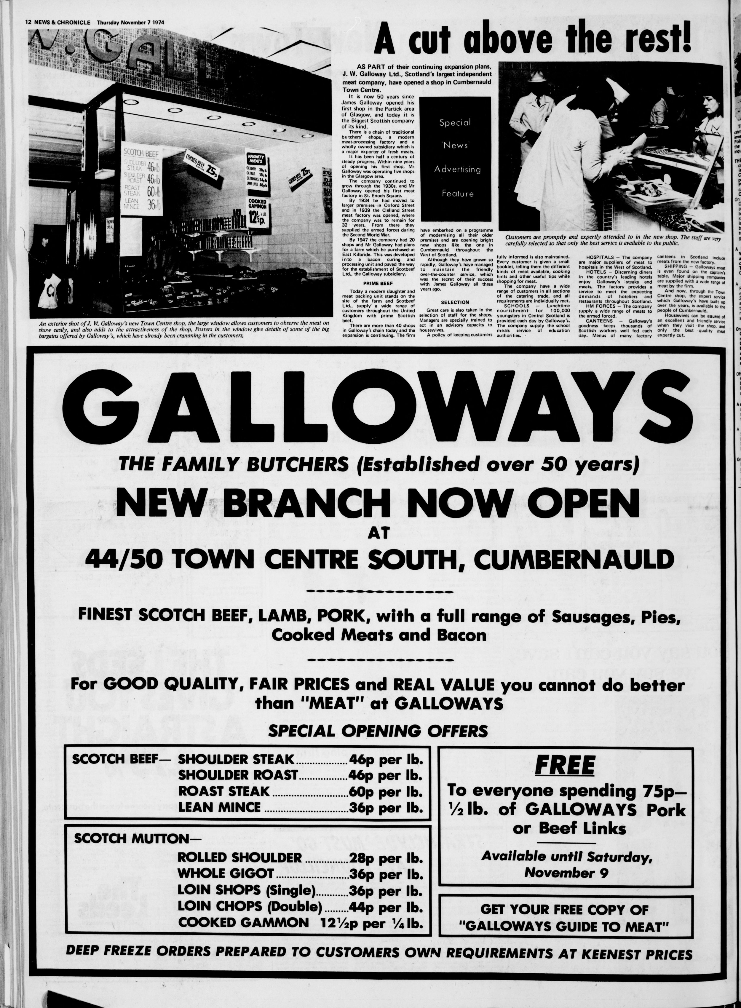 Galloways Butcher Nov 1974