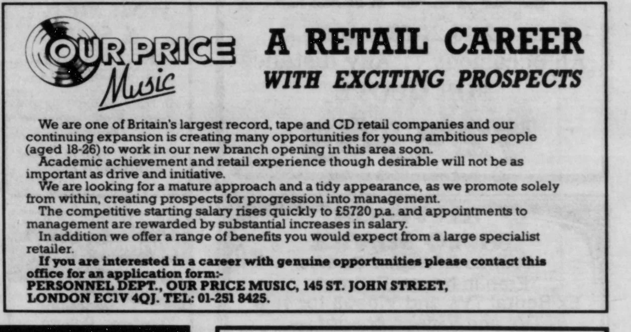 Our Price Music Oct 1987