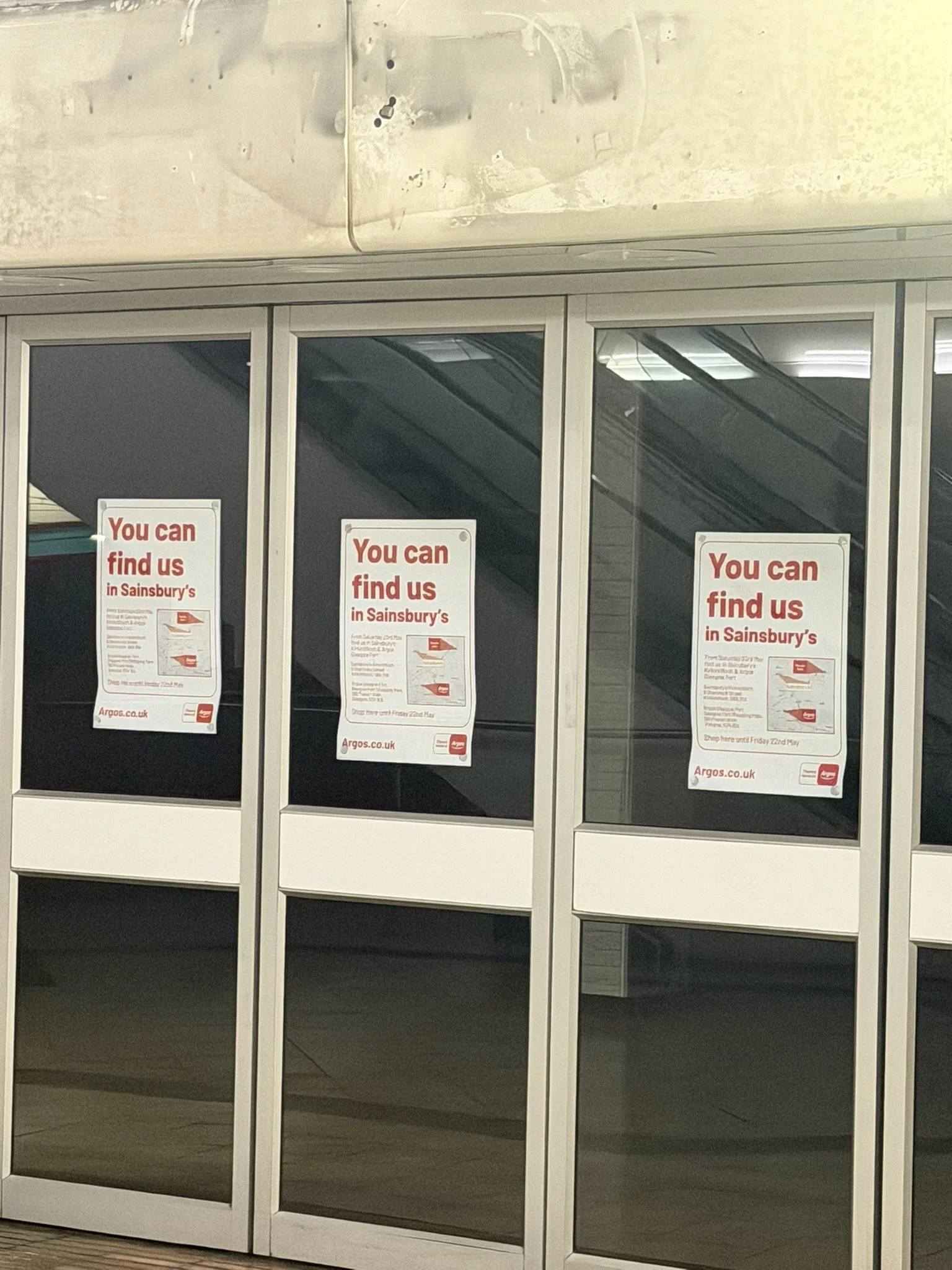 Doors to former Argos store