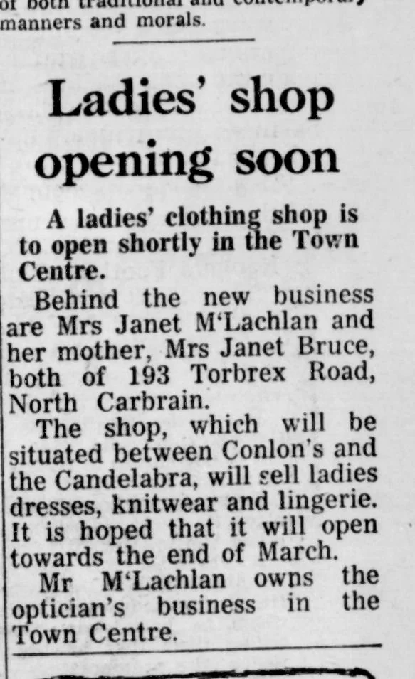 Ladies shop opening Feb 1968