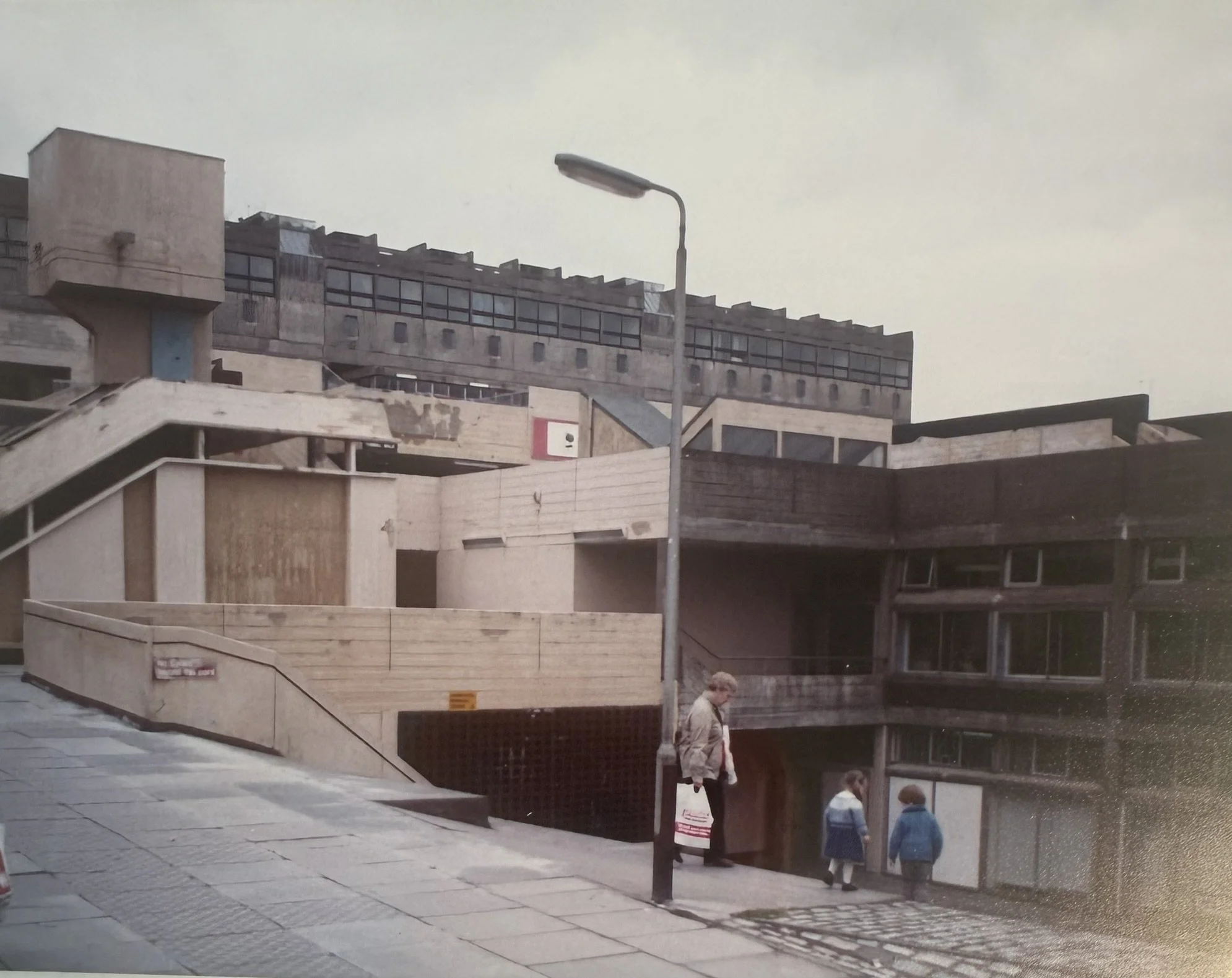 Exterior of Town Centre showing the old water tower and the former DSS building/job centre