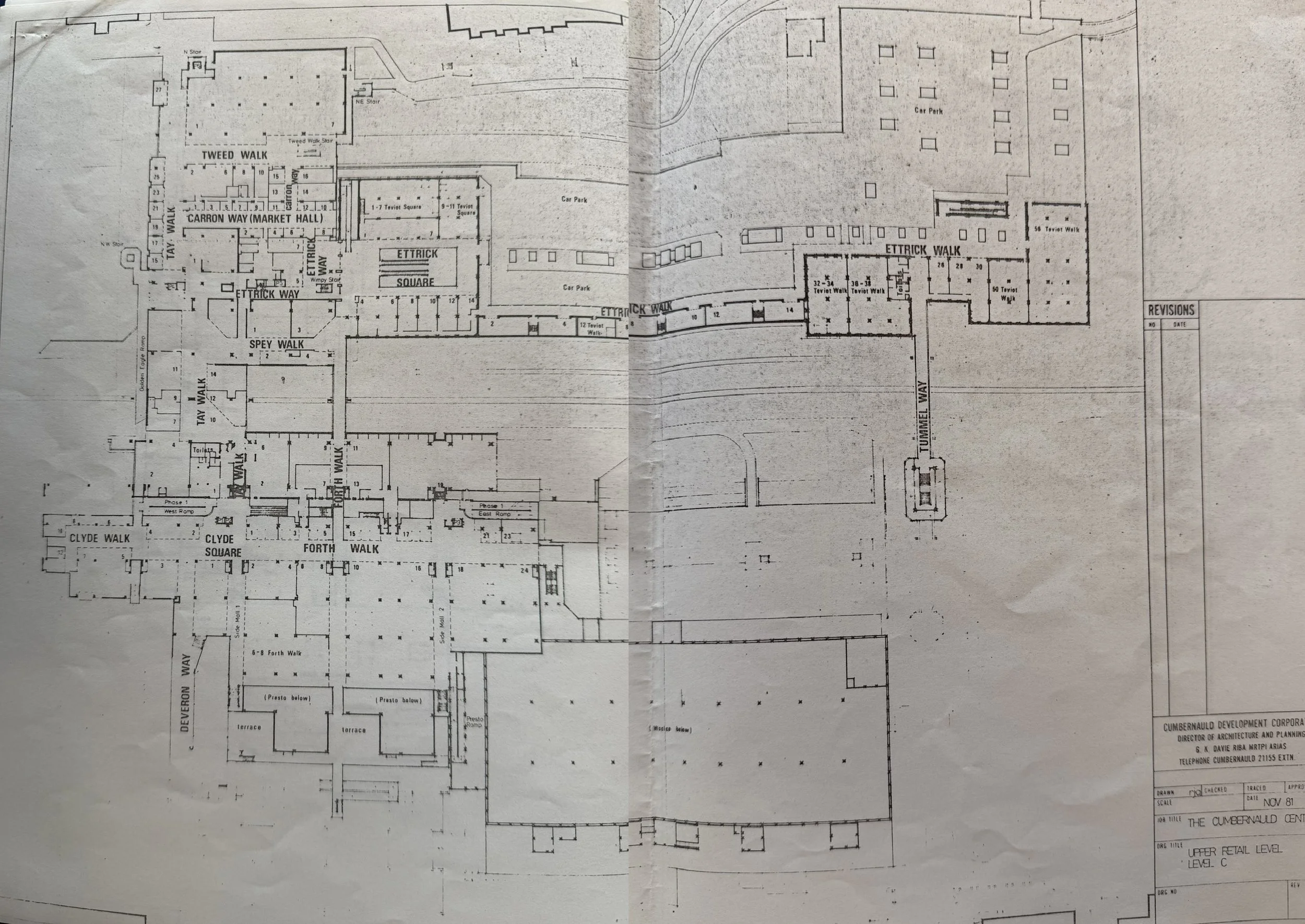 Plan of upper retail level. Plans taken from Cumbernauld Development Corporation Collection, held by North Lanarkshire Council's Archives.