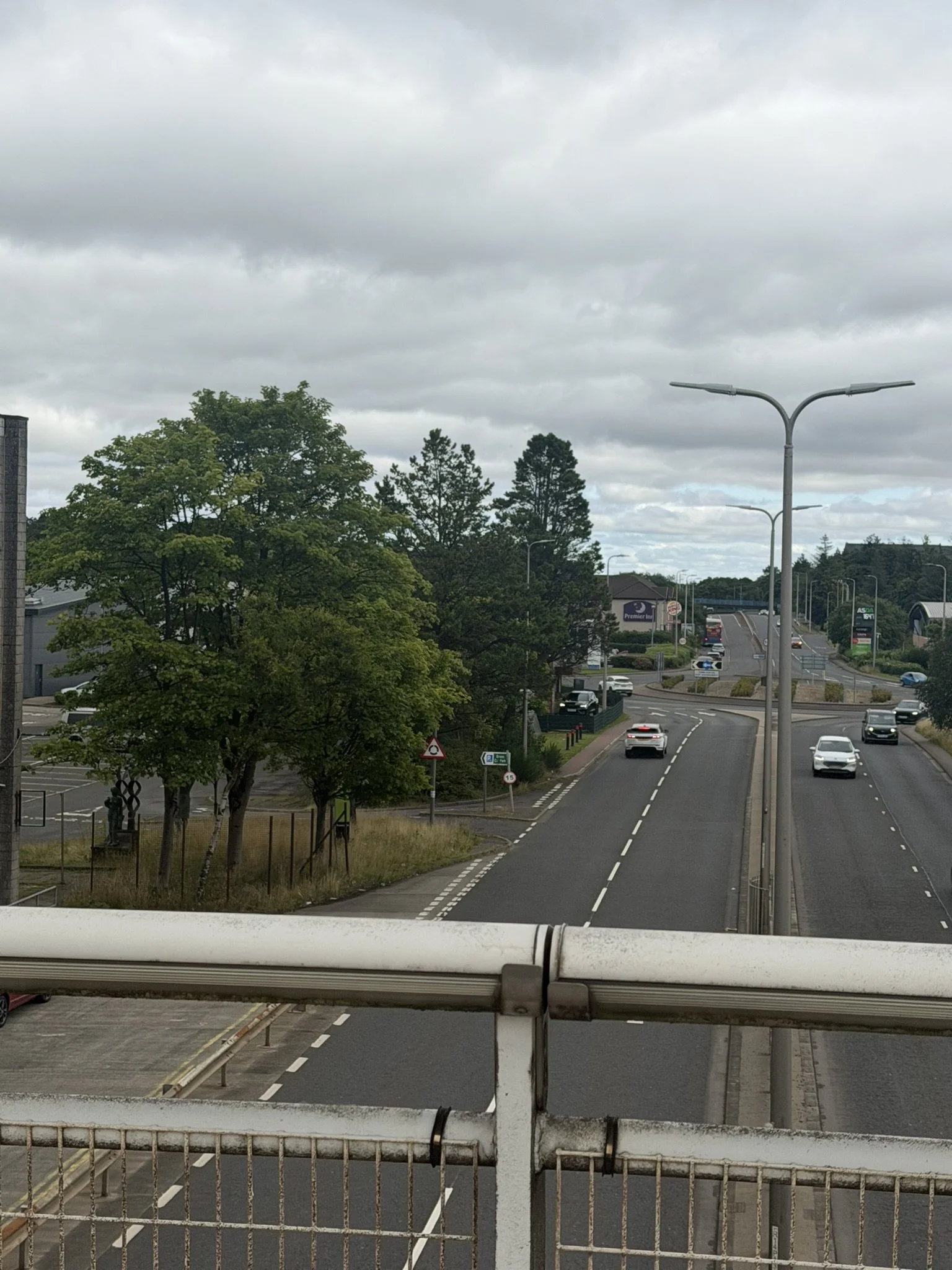 Looking down on Central Way from footbridge