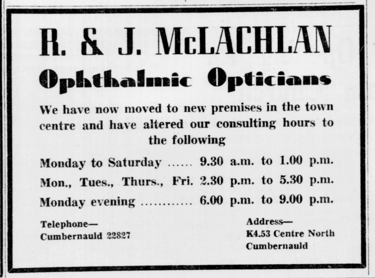 McLachlan Opticians Feb 1967