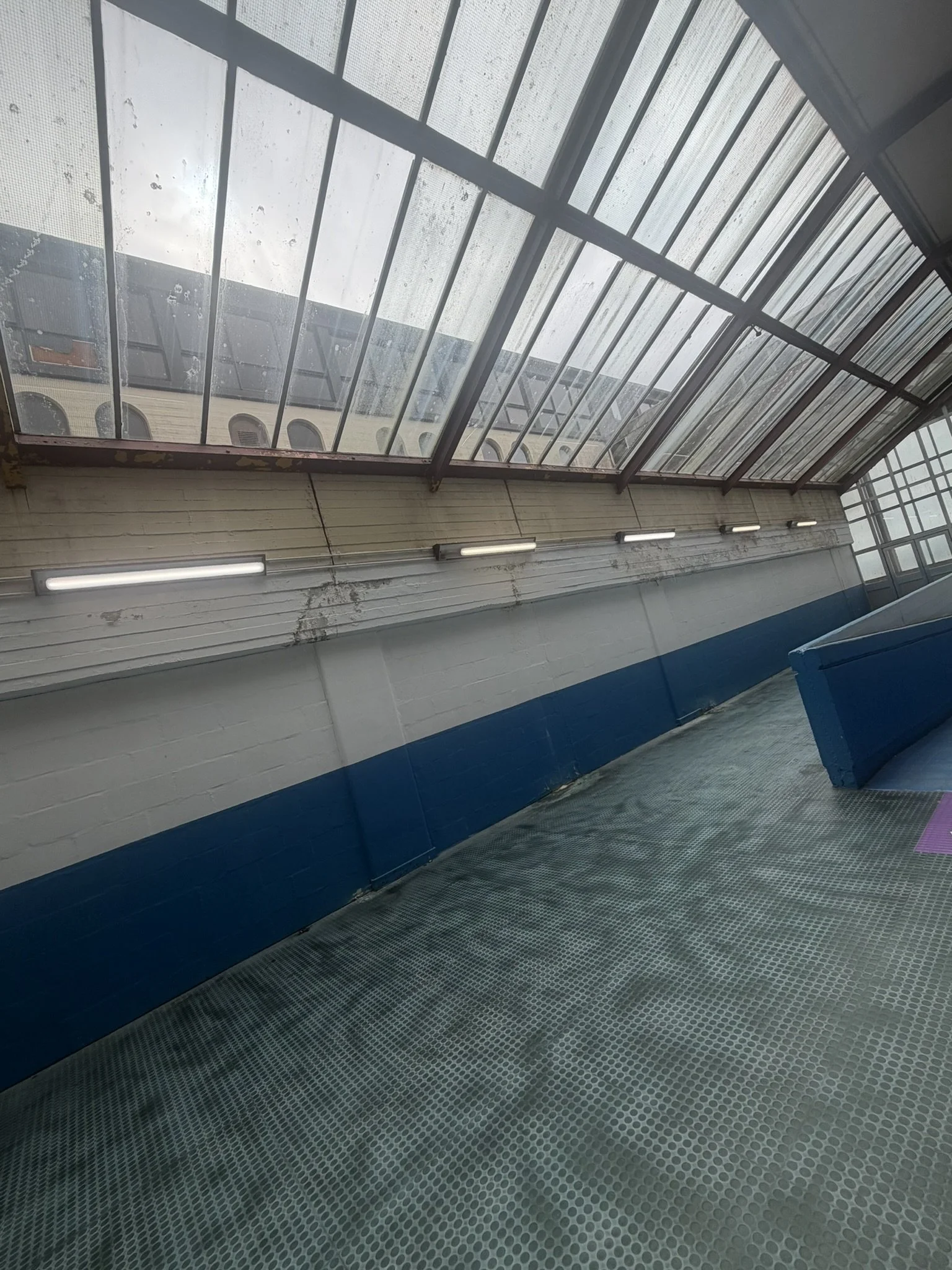 Allander Walk at the top of the ramp - the wall covers what used to be offices.