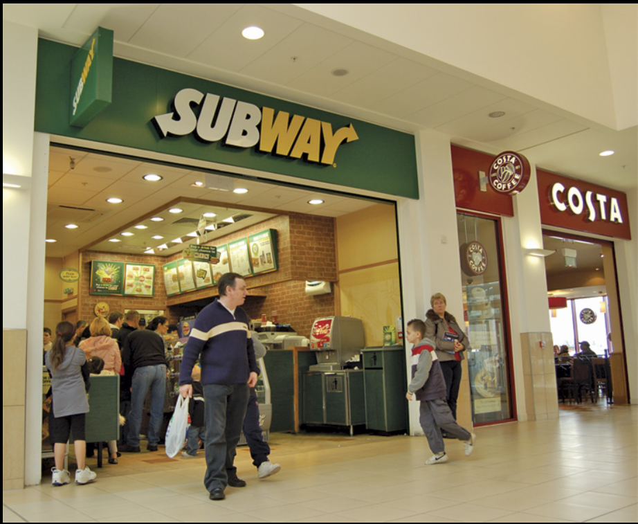 Subway and Costa Coffee in Antonine Centre 2011