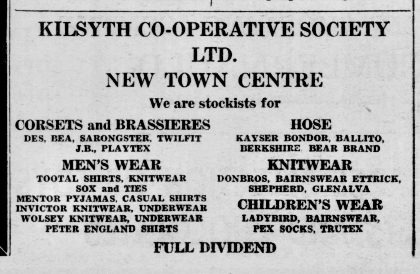 Kilsyth Co-Op Dec 1966