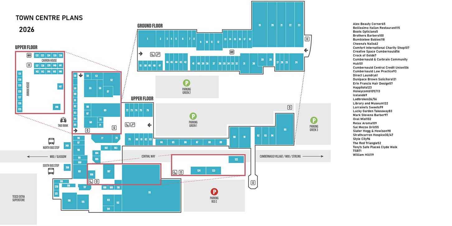 Plan of the Town Centre in 2026. Taken from The Centre Cumbernauld website