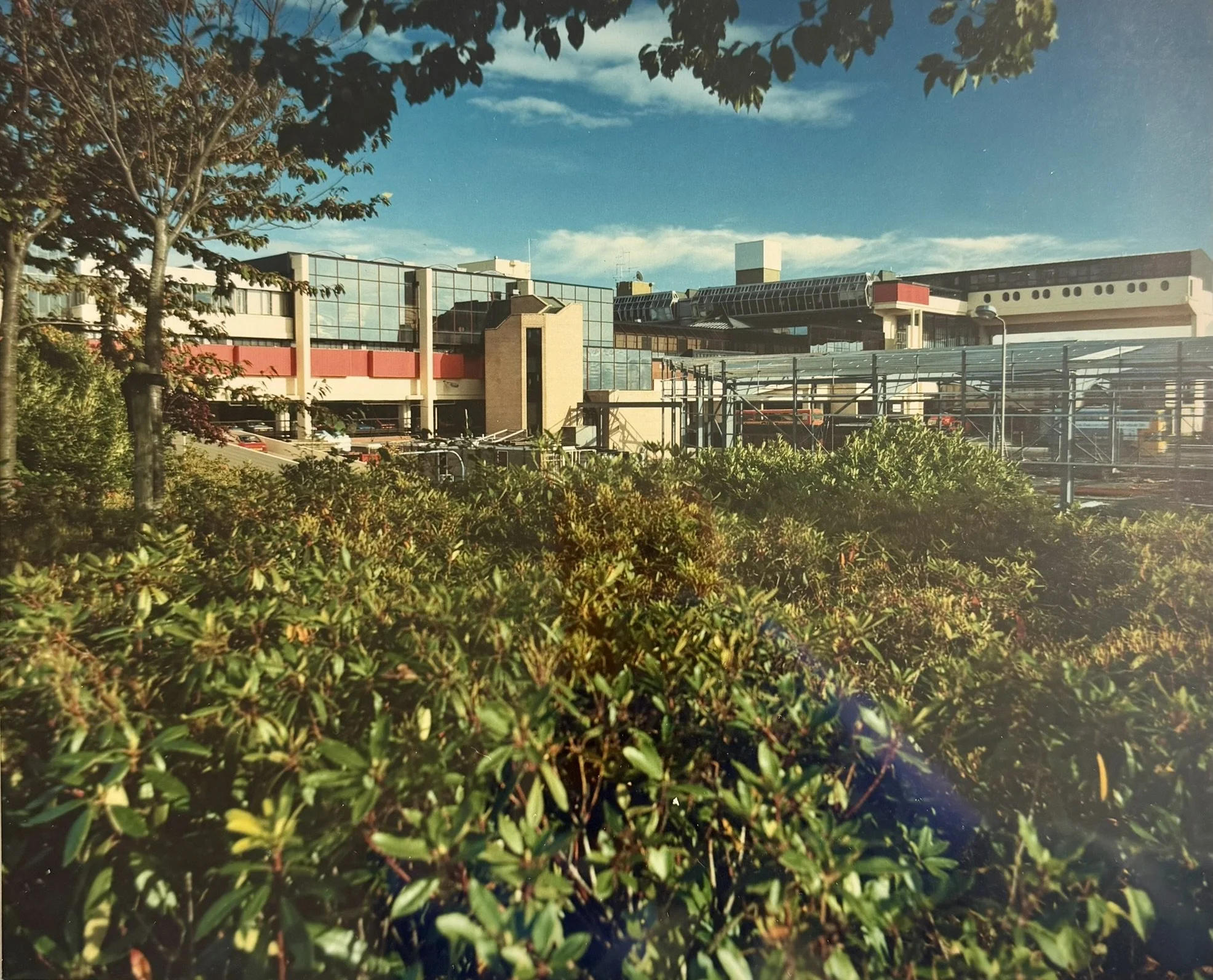 Shot of the town centre with the B&Q/General George stores construction underway