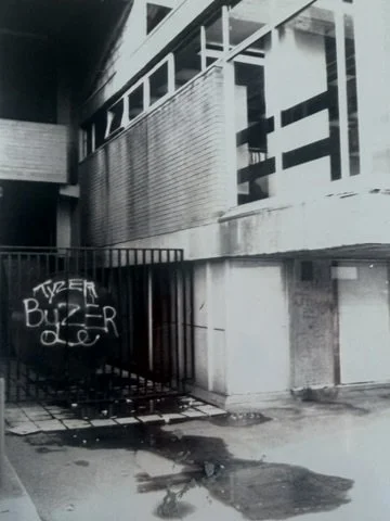 Graffiti on wall of town centre