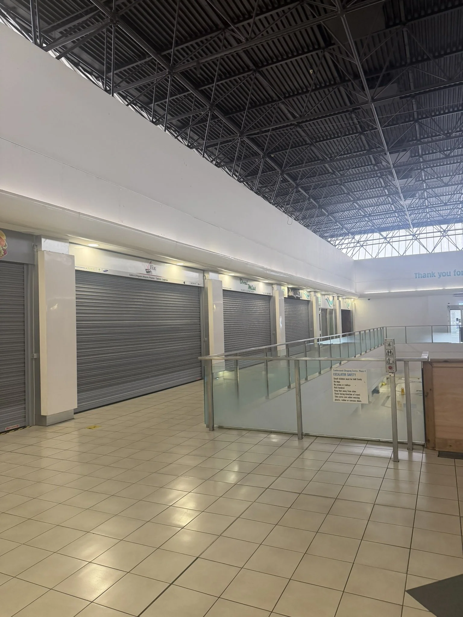 Closed shop units in upper level of Phase 4