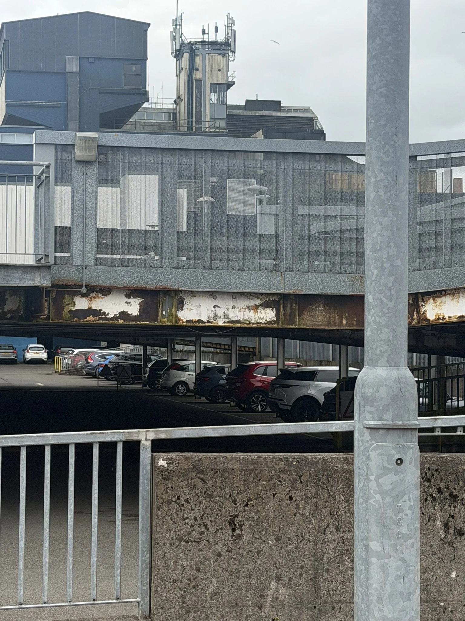 Looking towards main Town Centre building through the multi-level car park