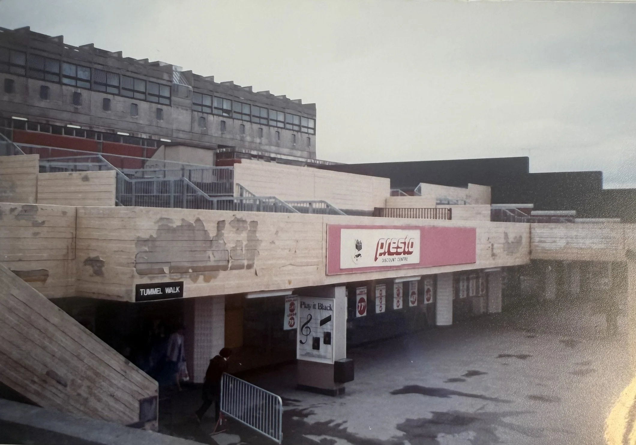 Presto supermarket; the brick work and ramps are looking shabby by now
